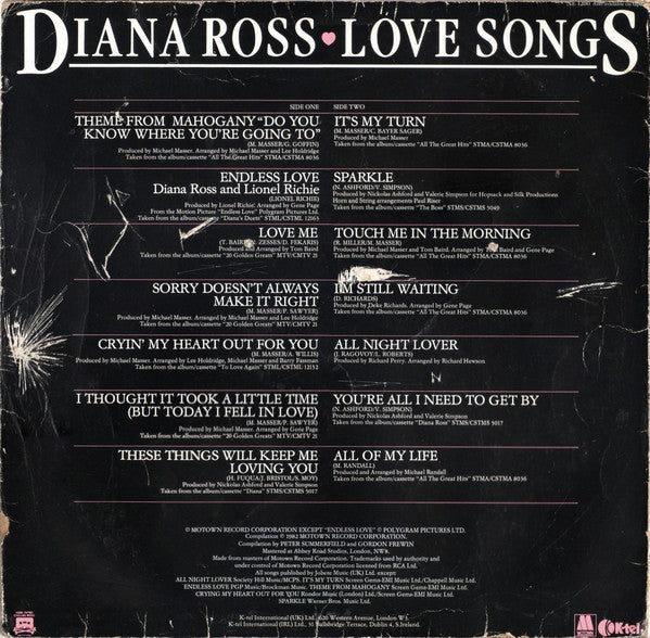Diana Ross - Love Songs (LP) Vinyl LP Vinyl Zeer Goed / Hoesje Goed "VINYLSINGLES.NL"