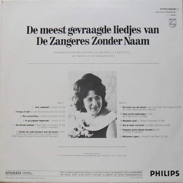 Zangeres Zonder Naam - De Meest Gevraagde Liedjes Van De Zangeres Zonder Naam (LP) Vinyl LP Vinyl Goed / Hoes Goed