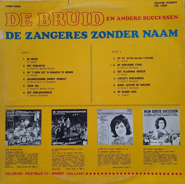 Zangeres Zonder Naam - De Bruid En Andere Successen (LP) 51399 Vinyl LP Vinyl Goed / Hoes Goed