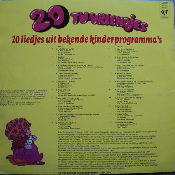 Various - 20 Tv-Vriendjes (LP) 52173 Vinyl LP Vinyl Goed / Hoes Goed