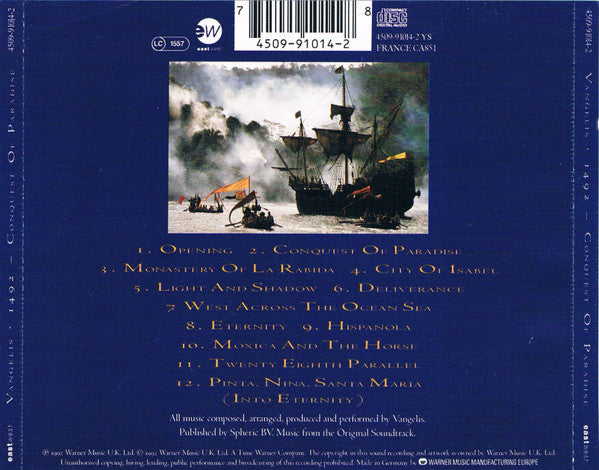 Vangelis - 1492 – Conquest Of Paradise (Music From The Original Soundtrack) (CD) 70597 Compact Disc Goede Staat