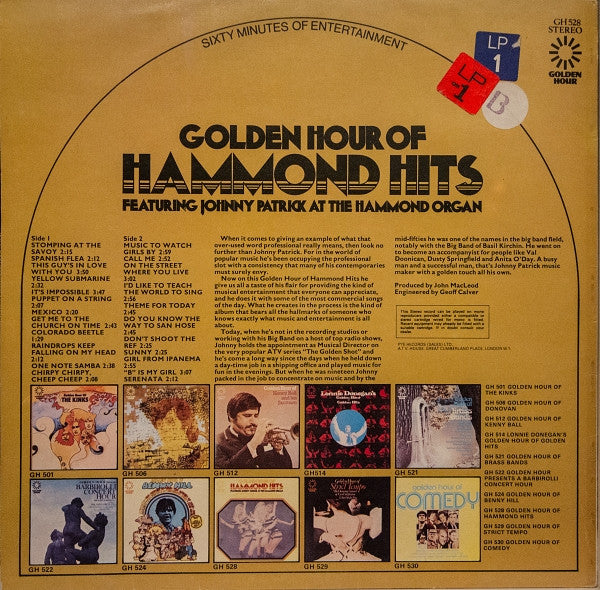 Johnny Patrick – Golden Hour Of Hammond Hits (LP) 44135