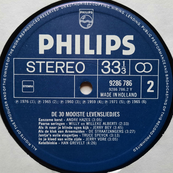 Various - De 30 Mooiste Levensliedjes (LP) 51335 Vinyl LP Dubbel Vinyl Goed / Hoes Goed