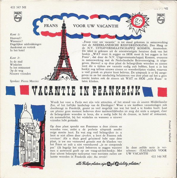 No Artist - Frans Voor Uw Vacantie - Notions De Français Pour Les Touristes 15046 Vinyl Singles EP Vinyl Goed / Hoes Goed