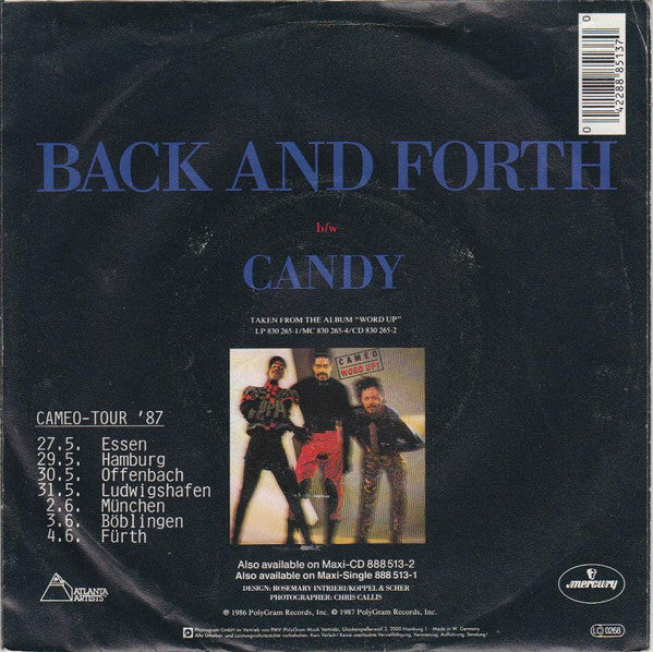 Cameo - Back And Forth Vinyl Singles Vinyl (G+) / Hoes (G) Tekst "VINYLSINGLES.NL"