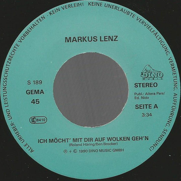Markus Lenz - Ich Möcht Mit Dir Auf Wolken Geh'n 23537 Vinyl Singles Vinyl Goed / Hoes Goed