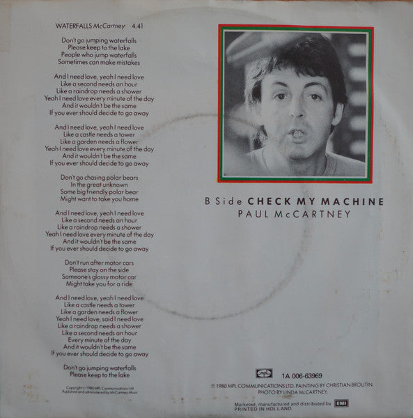 Paul McCartney - Waterfalls 33081 Vinyl Singles Vinyl Goed / Hoes Goed