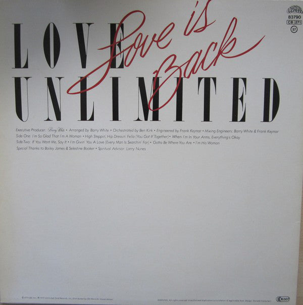 Love Unlimited - Love Is Back (LP) 48049 Vinyl LP Vinyl Goed / Hoes Goed