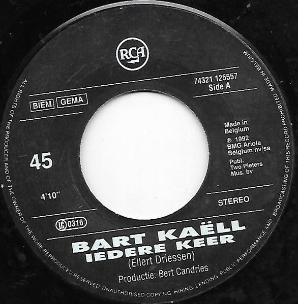Bart Kaëll - Iedere Keer 30223 Vinyl Singles Vinyl Goed / Hoes Goed