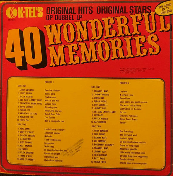 Various - 40 Wonderful Memories (LP) Vinyl LP Dubbel Vinyl Goed / Hoes Goed