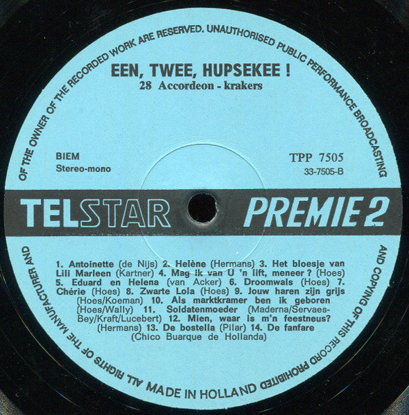 Various - Een, Twee, Hupsekee! - 28 Accordeonkrakers (LP) 52208 Vinyl LP Vinyl Goed / Hoes Goed