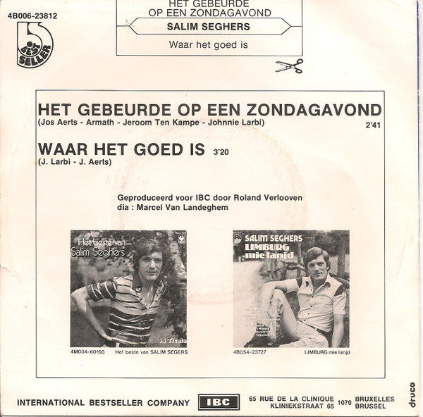 Salim Seghers - Het Gebeurde Op Een Zondagavond 33381 Vinyl Singles Vinyl Goed / Hoes Goed