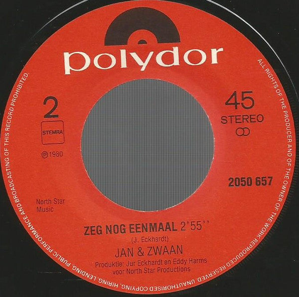 Jan & Zwaan - Het Dorpsfeest 43436 Vinyl Singles Vinyl Goed / Hoes Goed