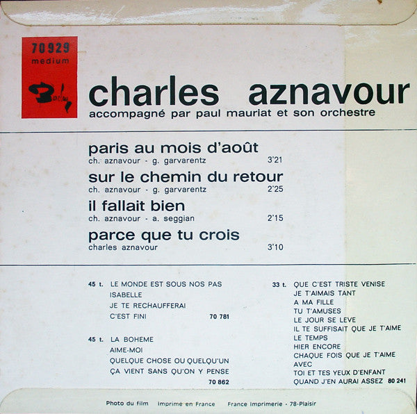 Charles Aznavour - Chante Paris Au Mois D'août 40426