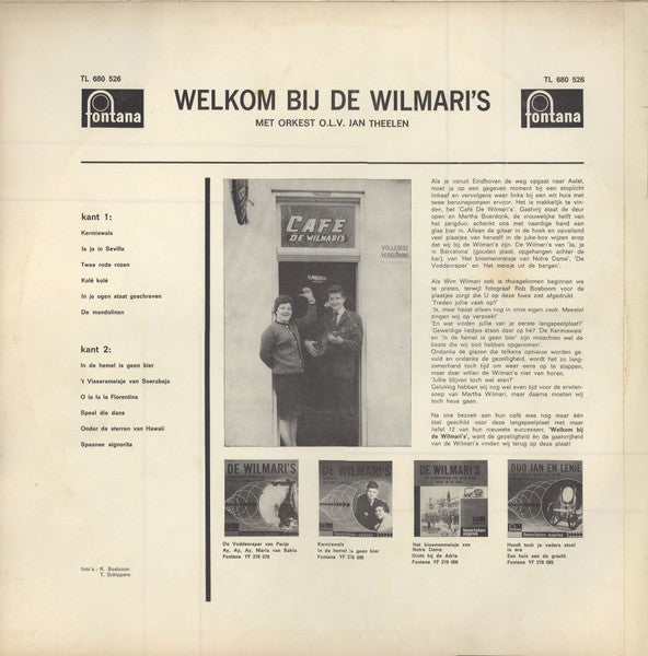 Wilmari's - Welkom Bij De Wilmari's (LP) 46254 Vinyl LP Vinyl Goed / Hoes Goed