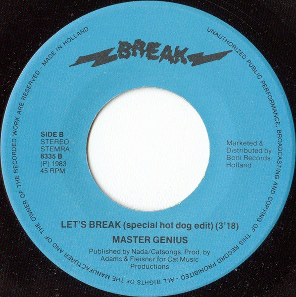 Master Genius - Let's Break 15804 Vinyl Singles Vinyl Goed / Hoes Goed