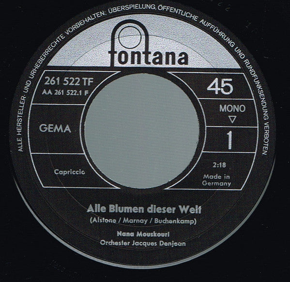 Nana Mouskouri - Alle Blumen Dieser Welt 16310 Vinyl Singles Vinyl Goed / Hoes Goed