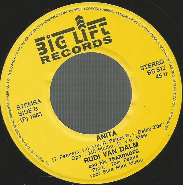 Rudi Van Dalm And His Teardrops - Tussen Ons Twee 23475 Vinyl Singles Vinyl Goed / Hoes Goed