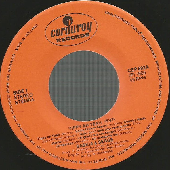 Saskia & Serge - Yippy Ah Yeah 13335 Vinyl Singles Vinyl Goed / Hoes Goed
