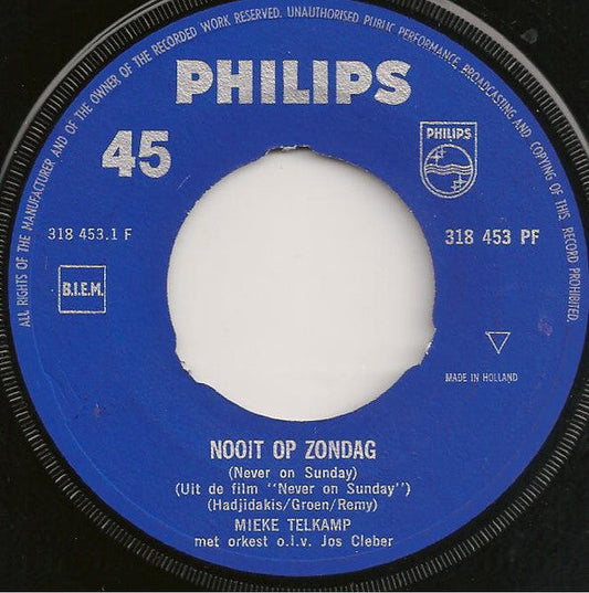 Mieke Telkamp - Nooit op zondag 09475 Vinyl Singles Vinyl Goed / Hoes Generic