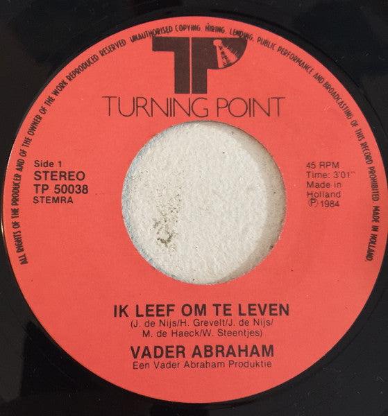 Vader Abraham - Ik Leef Om Te Leven 02910 Vinyl Singles Vinyl Goed / Hoes Goed