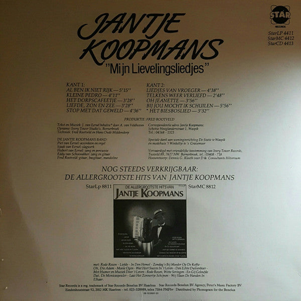Jantje Koopmans - Mijn Lievelingsliedjes (LP) 43568 Vinyl LP Vinyl Goed / Hoes Goed