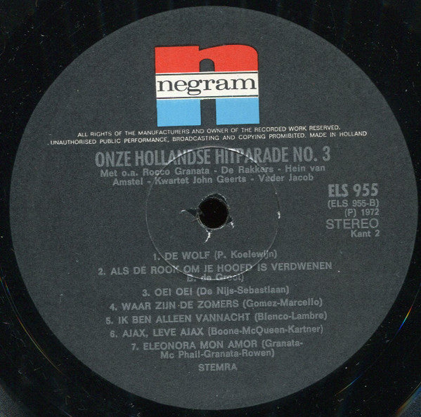 Various - Onze Hollandse Hitparade Nr. 3 (LP) 51395 Vinyl LP Vinyl Goed / Hoes Goed