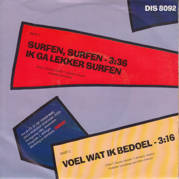 Tol Hansse - Surfen, Surfen. Ik Ga Lekker Surfen 33153 Vinyl Singles Vinyl Goed / Hoes Goed