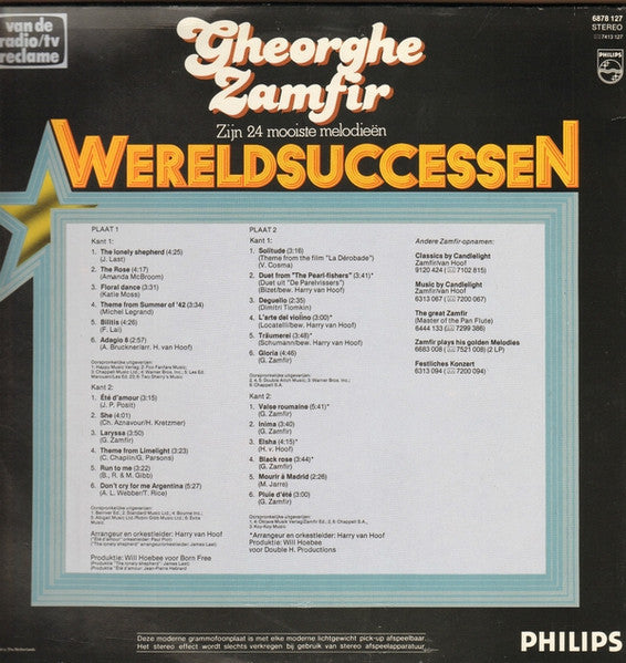 Gheorghe Zamfir - Wereldsuccessen - Zijn ** Mooiste Melodieën (LP) Vinyl LP Vinyl Zeer Goed / Hoesje Goed "VINYLSINGLES.NL"