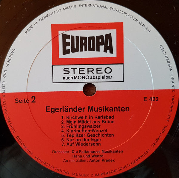 Falkenauer Musikanten Solisten: Hans Und Wenzel An Der Zither: Anton Vradek - Egerländer Musikanten (LP) 49198