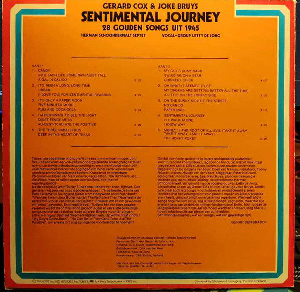 Gerard Cox & Joke Bruijs - Sentimental Journey - 28 Gouden Songs Uit 1945 (LP) Vinyl LP Vinyl Zeer Goed / Hoesje Goed "VINYLSINGLES.NL"