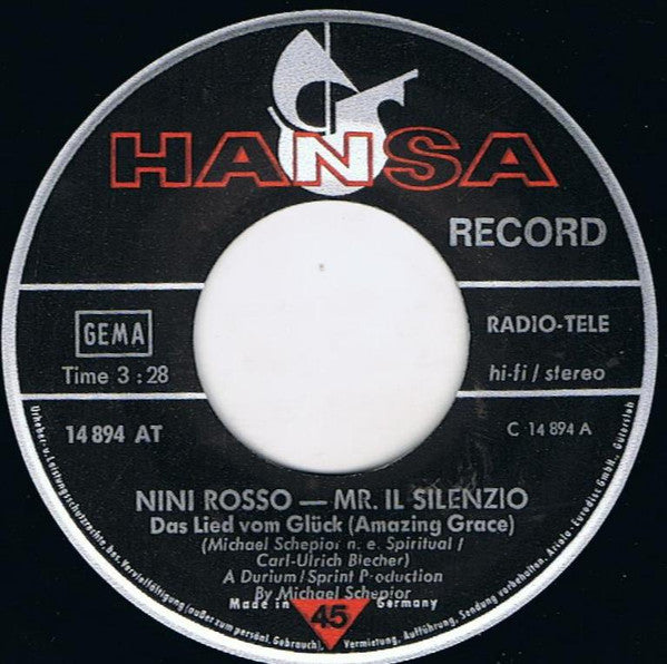 Nino Rosso - Mr. IL Silenzio - Das Lied Vom Glück 30687 Vinyl Singles Vinyl Goed / Hoes Sticker