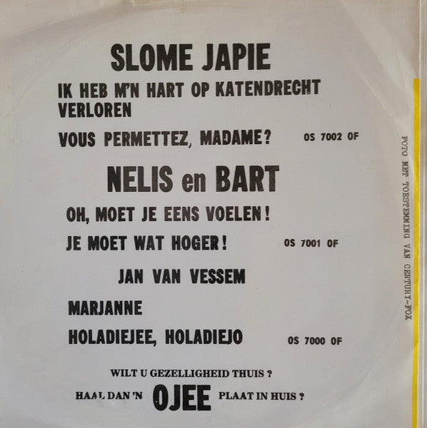 Nelis En Bart - Oh, Moet Je Eens Voelen 35442 Vinyl Singles Vinyl Goed / Hoes Goed