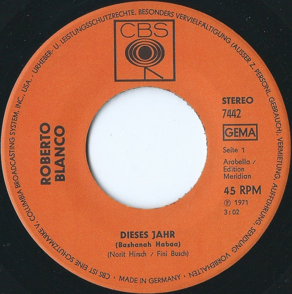 Roberto Blanco - Dieses Jahr 39239 Vinyl Singles Vinyl Goed / Hoes Generic