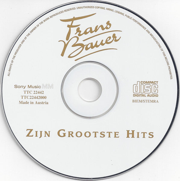 Frans Bauer - Zijn Grootste Hits (CD) 71055 Compact Disc Vinyl Goed / Hoes Goed
