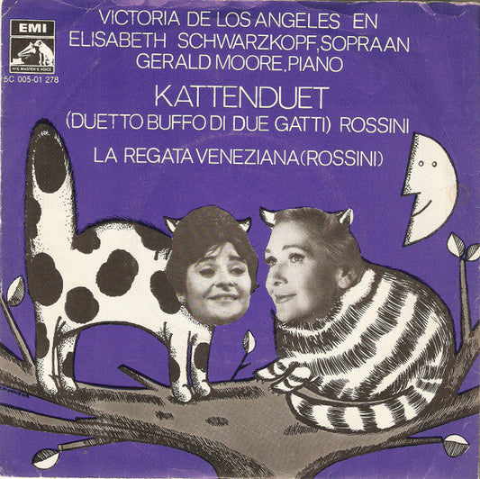 Victoria De Los Angeles - Kattenduet (Duetto Buffo Di Due Gatti) Rossini 40549 Vinyl Singles Vinyl Goed / Hoes Goed