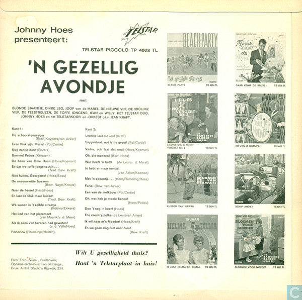 Johnny Hoes - Presenteert 'n Gezellig Avondje (LP) 50404 Vinyl LP Vinyl Goed / Hoes Goed