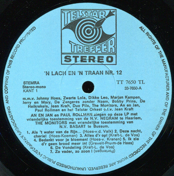 Various - Johnny Hoes Presenteert : 'n Lach En 'n Traan 12 (LP) 49979