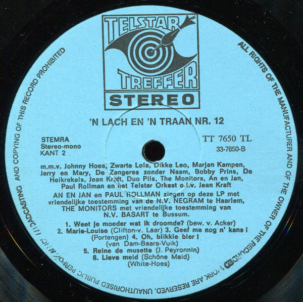 Various - Johnny Hoes Presenteert : 'n Lach En 'n Traan 12 (LP) 48873 Vinyl LP Vinyl Goed / Hoes Goed