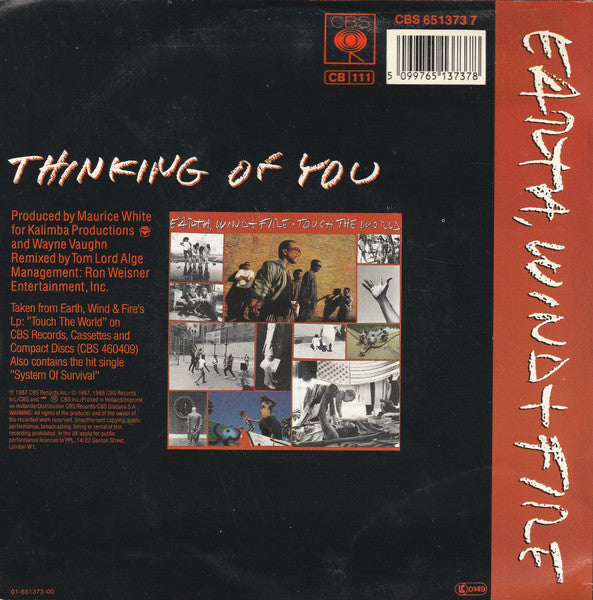 Earth, Wind & Fire - Thinking Of You Vinyl Singles Vinyl Zeer Goed / Hoesje Goed "VINYLSINGLES.NL"