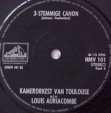 Kamerorkest Van Toulouse, Albinoni, Pachelbel, Louis Auriacombe - Uw Klassieke Grammofoon Platen Gids Vinyl Singles Vinyl Goed / Hoes Goed