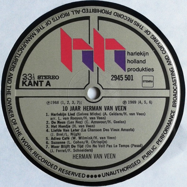 Herman van Veen - Gezongen - 10 Jaar Herman Van Veen (LP) 51639 Vinyl LP Dubbel Vinyl Goed / Hoes Goed