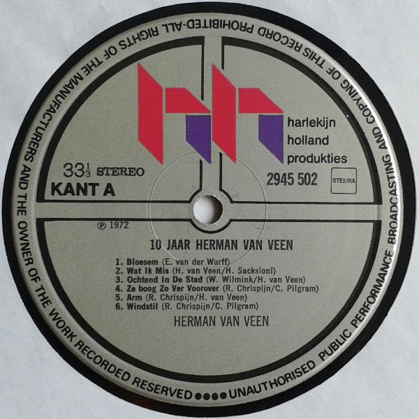 Herman van Veen - Gezongen - 10 Jaar Herman Van Veen (LP) 51639 Vinyl LP Dubbel Vinyl Goed / Hoes Goed