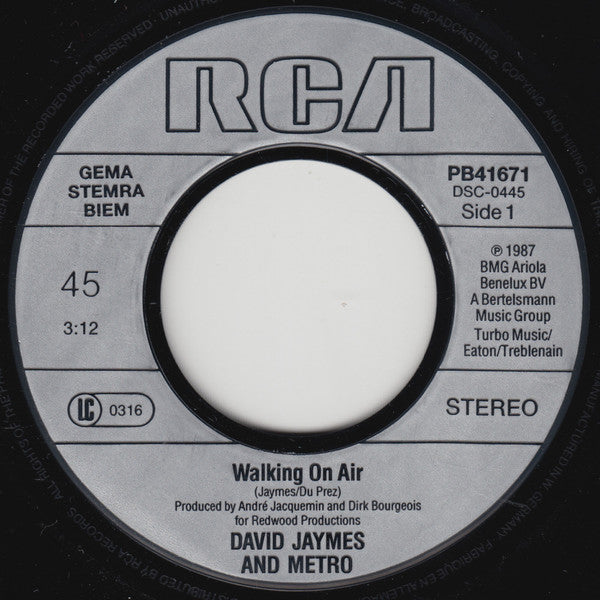David Jaymes And Metro - Walking On Air 21804 Vinyl Singles Vinyl Goed / Hoes Goed