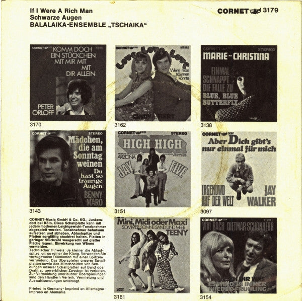 Balalaika-Ensemble Tschaika - If I Were A Rich Man Vinyl Singles Vinyl Zeer Goed / Hoesje Goed "VINYLSINGLES.NL"