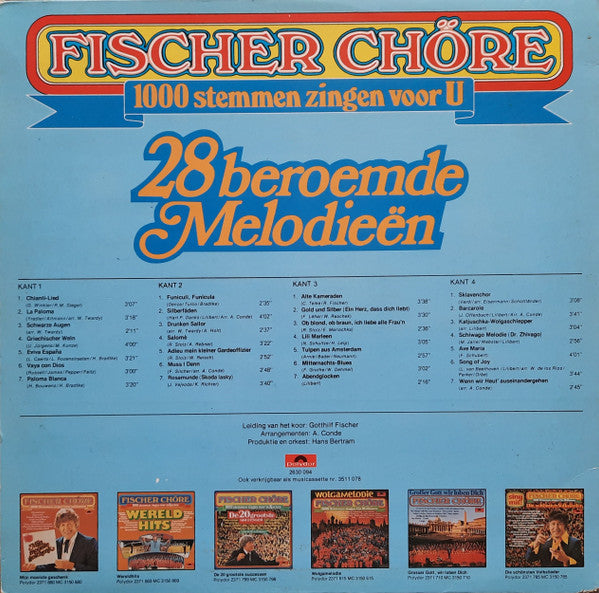Fischer Chöre - Stemmen Zingen Voor U 28 Beroemde Melodieën (LP) Vinyl LP Vinyl Zeer Goed / Hoesje Goed "VINYLSINGLES.NL"