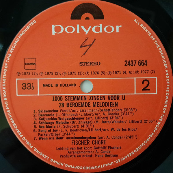 Fischer Chore - 1000 Stimmen singen für dich 28 berühmte Melodien (LP) 43555