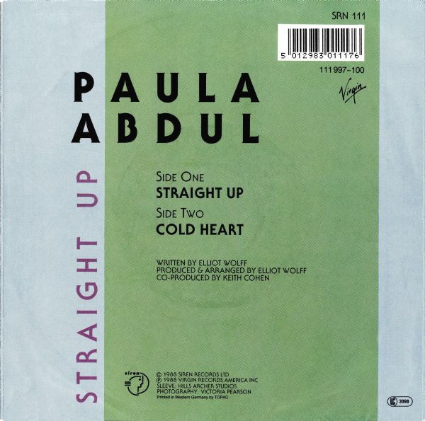 Paula Abdul - Straight Up 18165 Vinyl Singles Vinyl Goed / Hoes Goed