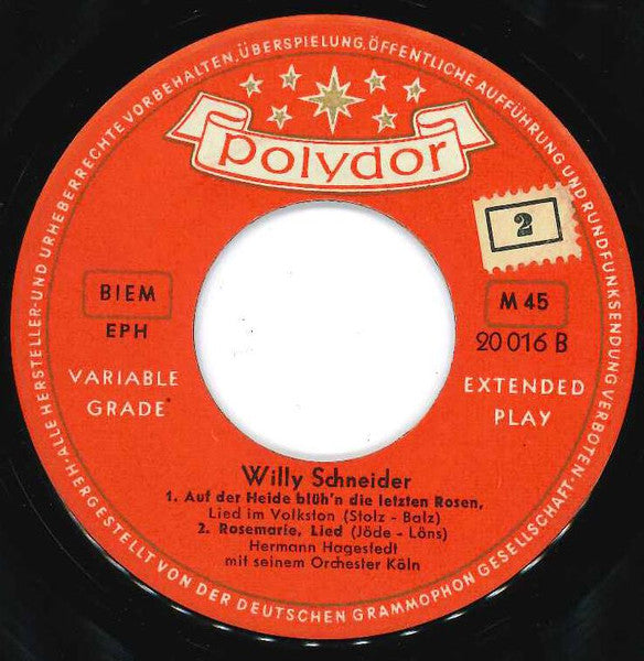 Willy Schneider - Wenn Abeds Die Heide Traumt 16559 Vinyl Singles Vinyl Goed / Hoes Goed