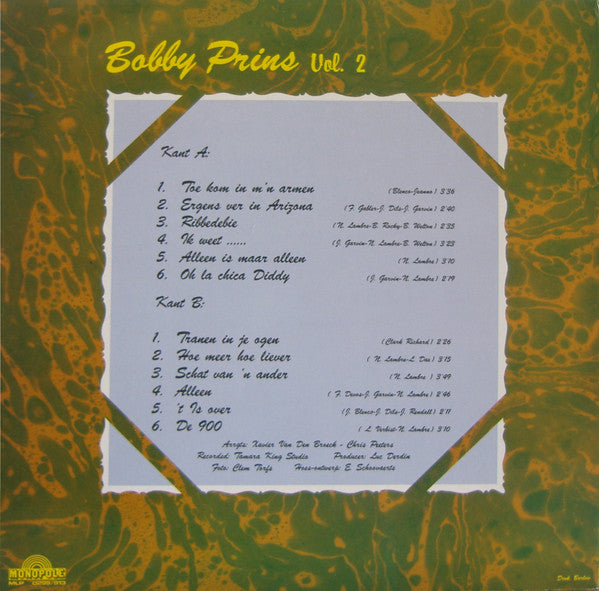Bobby Prins – Bobby Prins Vol. 2 (LP) Vinyl LP Vinyl Zeer Goed / Hoesje Goed "VINYLSINGLES.NL"